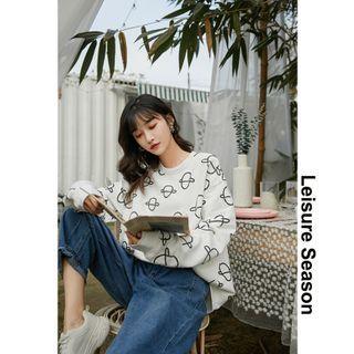 Planet-print Loose Sweatshirt