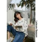Planet-print Loose Sweatshirt