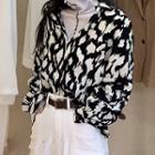Harem Jeans / Long-sleeve Printed Shirt / Turtle-neck Mesh Top