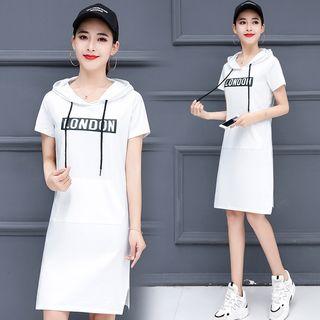 Printed Hooded Short Sleeve Dress