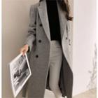 Double-breasted Wool Blend Coat With Sash Gray - One Size