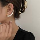 Faux Pearl Cuff Earring 1 Pc - Pearl - Gold - One Size