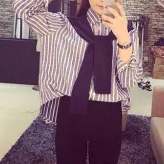 Mock Two-piece Striped Shirt As Shown In Figure - One Size