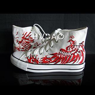 Dragon And Phoenix High-top Canvas Sneakers