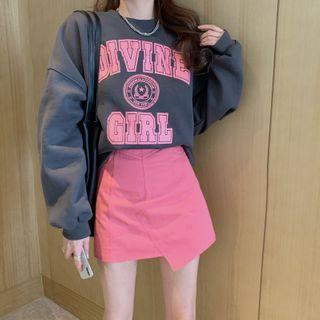 Lettering Sweatshirt / Mini Wrap Skirt