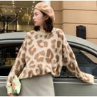 Loose-fit Leopard-print Knit Sweater