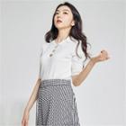Collared Button-trim Knit Top