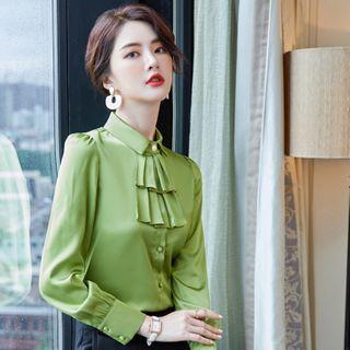 Ruffle Blouse / Cropped Dress Pants / Set