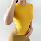 Short-sleeve Slit-hem Sports T-shirt