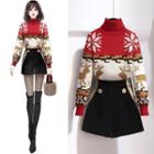 Turtleneck Sweater / Wide-leg Shorts / Set