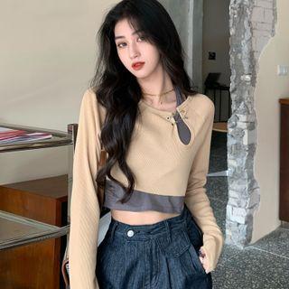 Halter-neck Top / Long-sleeve Chained Crop T-shirt