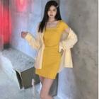 Short-sleeve Henley Mini Sheath Dress / Shirt