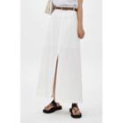 Slit-front Maxi A-line Skirt With Belt
