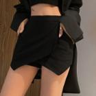 High-waist Asymmetric A-line Mini Skorts