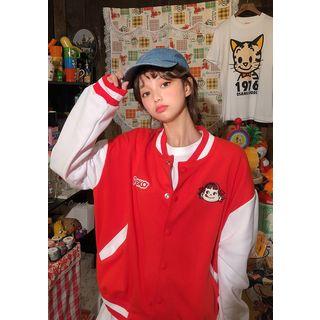 Peko Gogo88 Color-block Bomber Jacket Red - One Size