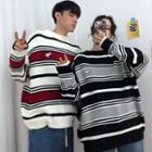 Couple Matching Striped Crew-neck Sweater