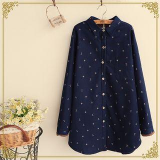 Embroidered Fleece Lined Shirt