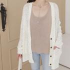 Colored Oversized Nubby-knit Cardigan