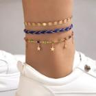 Set Of 3: Star Charm Anklet 21732 - Gold - One Size