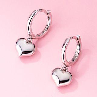 Heart Sterling Silver Dangle Earring 1 Pair - S925 Silver - Silver - One Size