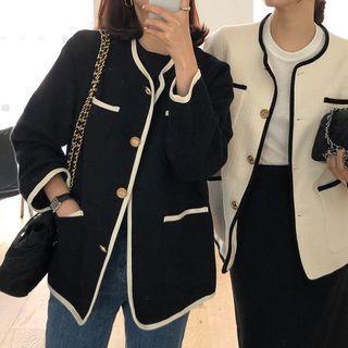 Contrast Trim Single Breasted Cardigan