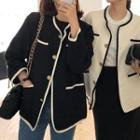 Contrast Trim Single Breasted Cardigan