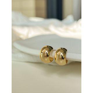 Polished Alloy Earring 1 Pair - S925 Silver Stud - Gold - One Size