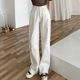 Raw Trim Straight Leg Jeans