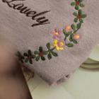 Lettering Flora-embroidered Scallop-hem Sweater