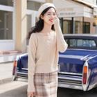 Square Neck Sweater Almond - One Size