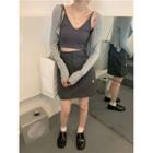 Long-sleeve Crop Top / Tank Top / Detachable-length Skirt