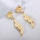 Cat Eye Stone Fox Dangle Earring A432 - White & Gold - One Size