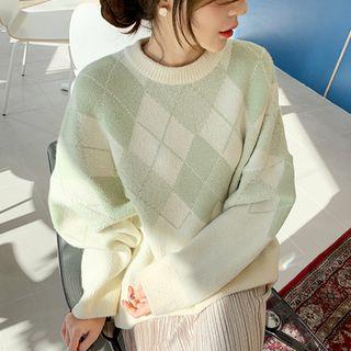 Boxy Argyle Sweater