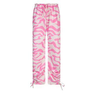 Patterned Drawstring Wide Leg Pants