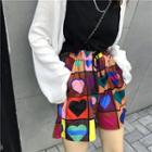 High-waist Heart Print Shorts