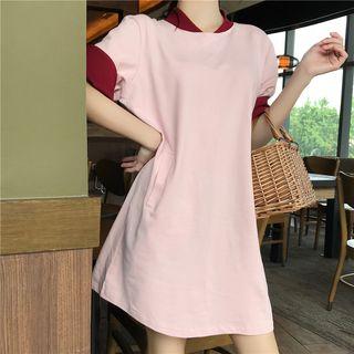 Short-sleeve Two-tone T-shirt Dress