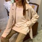 Single-button Blazer / Striped Long-sleeve T-shirt