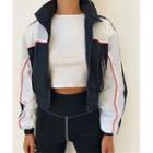 Color Block Cropped Zipped Jacket