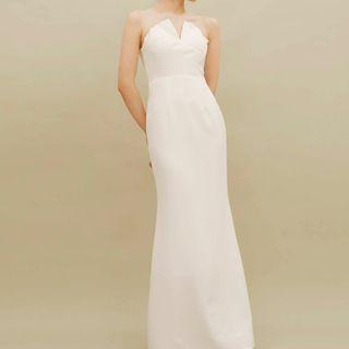 Sleeveless Mesh Panel Maxi Sheath Dress