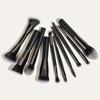 Set Of 10: Makeup Brush Gg090203 - Double Head 10 Pcs - Black - One Size