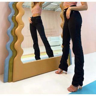 Shirred Boot-cut Jeans