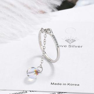 Rhinestone Hoop Faux Crystal Dangle Earring 1 Pc - Silver - One Size