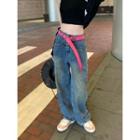 Washed Mid-waist Straight Leg Jeans