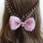 Faux Pearl Bow Hair Clip Pea Pink - One Size