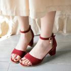 Faux-suede Ankle-strap Block-heel Sandals