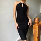 Halter-neck Cut-out Sheath Dress