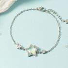 Star Rhinestone Alloy Bracelet 1pc - Silver - One Size