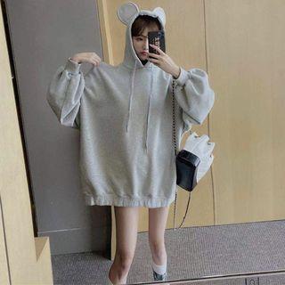 Bear Ear Plain Hooded Sweatshirt