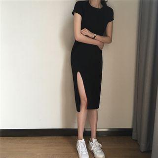 Slit Short-sleeve Dress