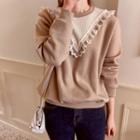 Lace-panel Fleece-lined Pullover